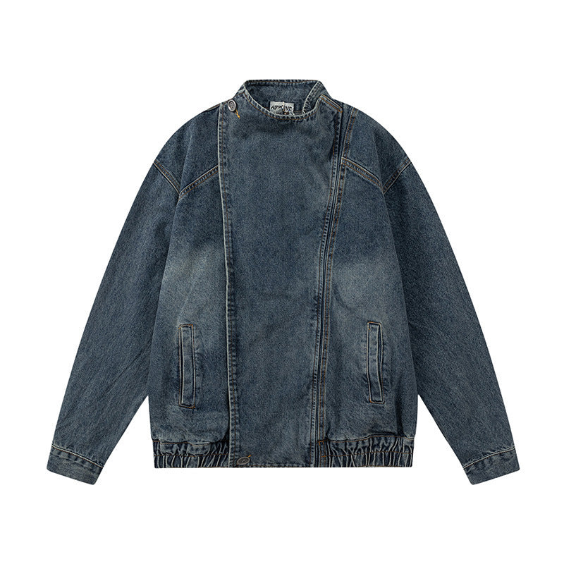 Stand Collar Denim Coat For Men