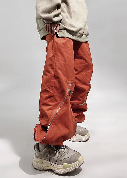 Loose Casual Functional Zipper Straight-leg Trousers