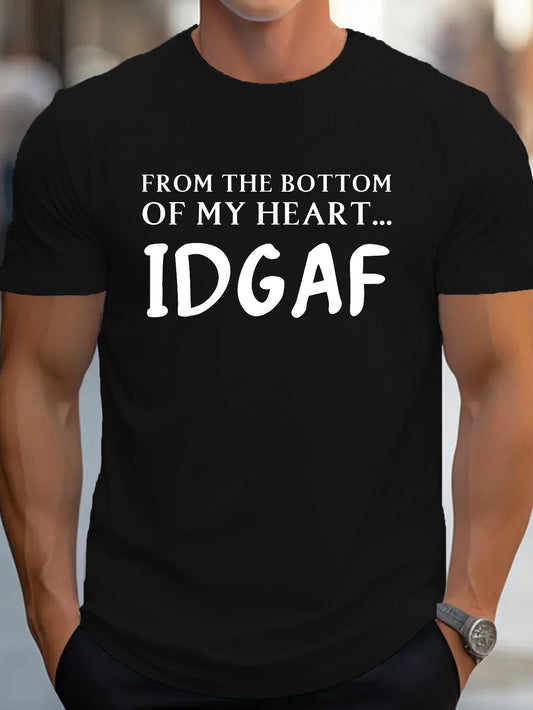 This T-shirt Is Printed With The IDGAF Logo And Is Suitable For Men To Wear. It Is A Casual Short Sleeved T-shirt With Spring And Summer Street Style