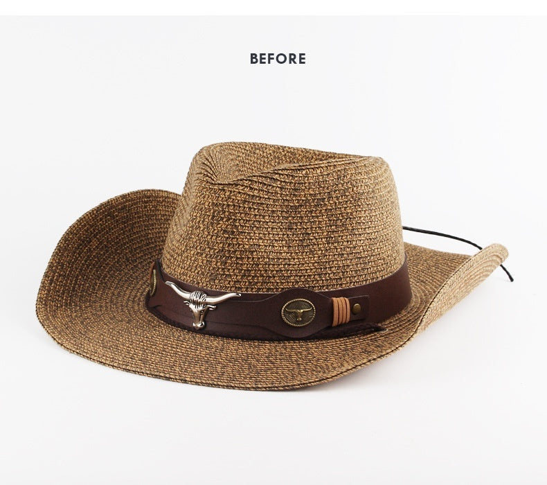 Outdoor Sunshade Western Denim Mixed Color Straw Hat