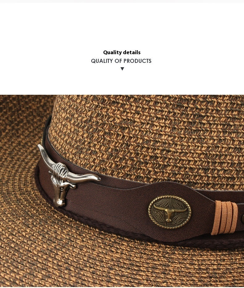 Outdoor Sunshade Western Denim Mixed Color Straw Hat