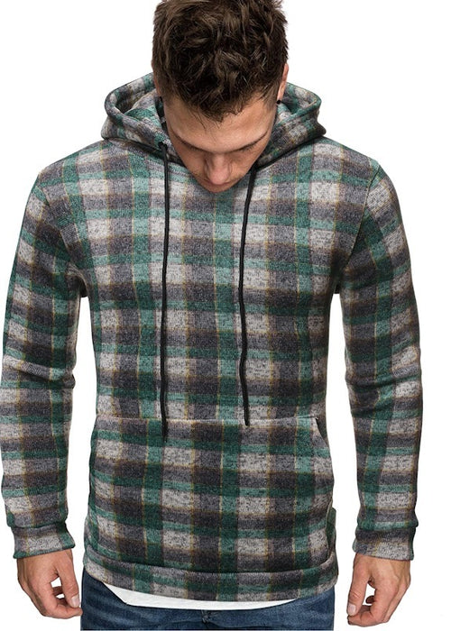 Men Cotton Autumn Hip Hop Plaid Hoodie