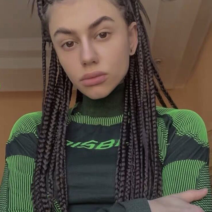 Fashion contrast line design slim high neck top