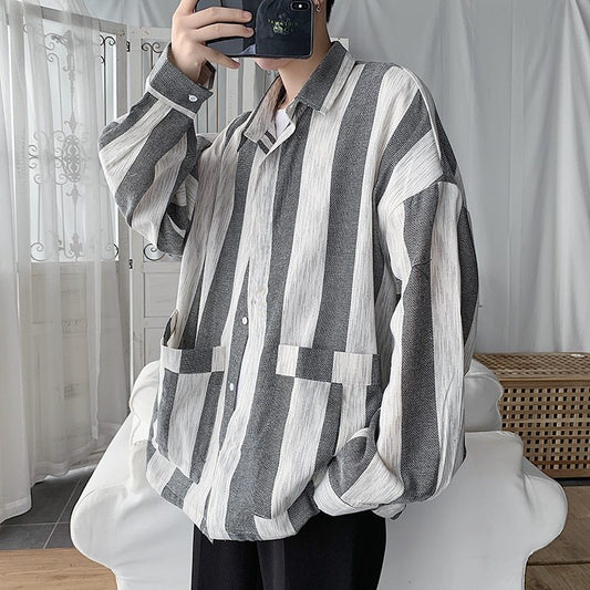 Long sleeve shirt with artistic stripes