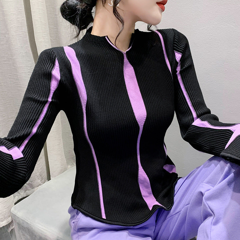 Striped Purple Sweater For Women