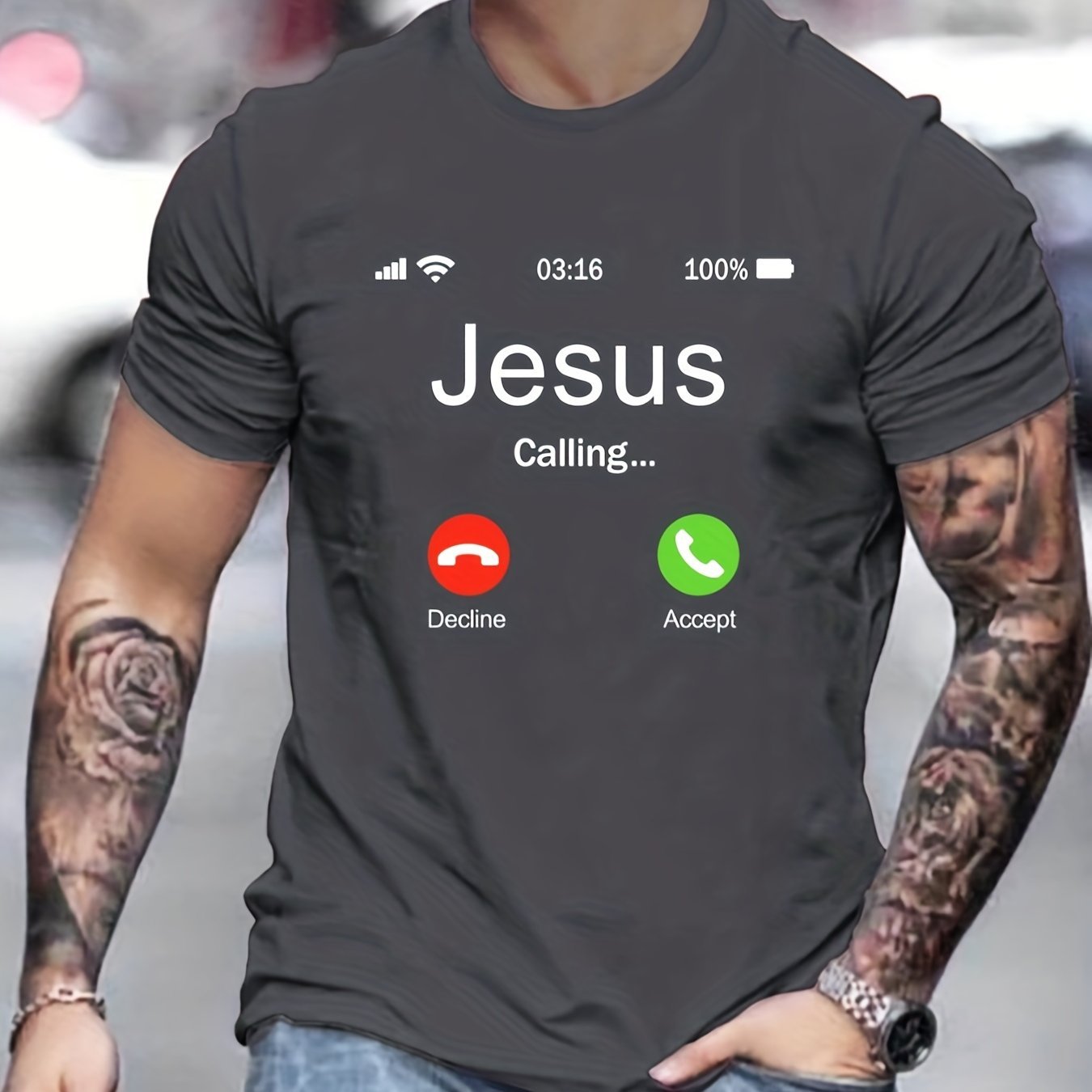 Jesus Calls For Printed Men's Comfortable T-shirts