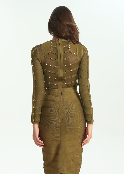 Long-sleeved hot gold dresses