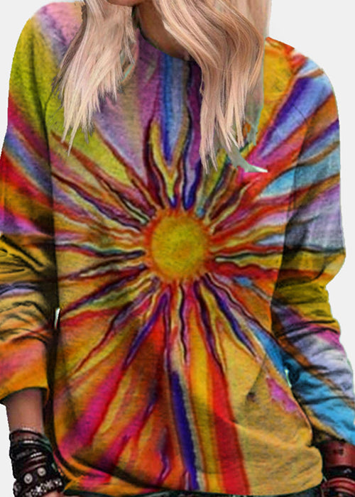 Loose Round Collar Tie-dyed With Gradient, Colorful 3D Digital Print Hoodie