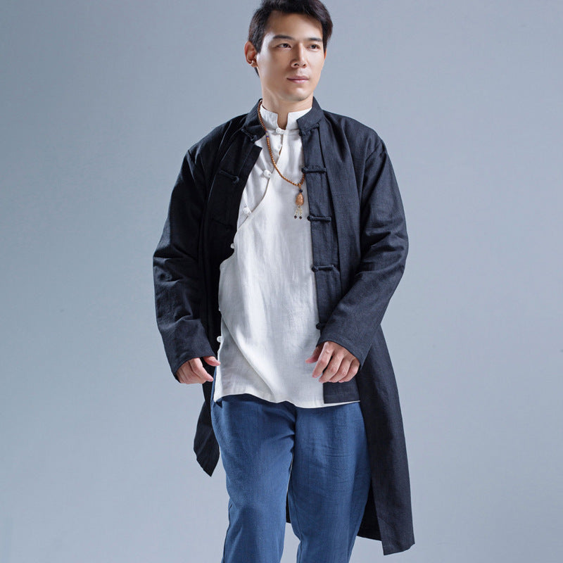 Loose ramie leisure windbreaker for men