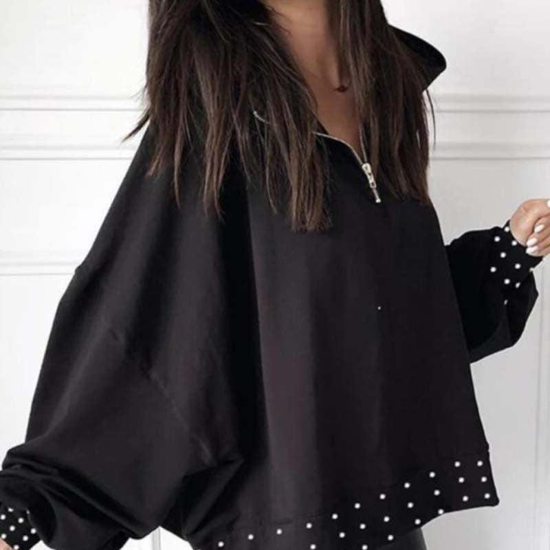 Fashion Simple Black Casual Bubble Bead Top