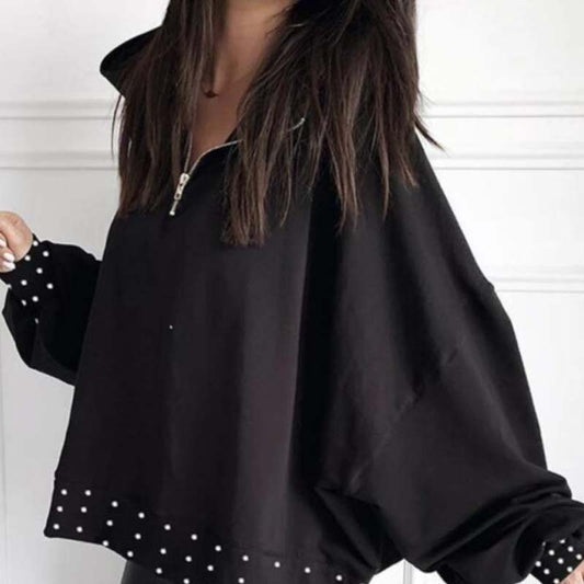 Fashion Simple Black Casual Bubble Bead Top