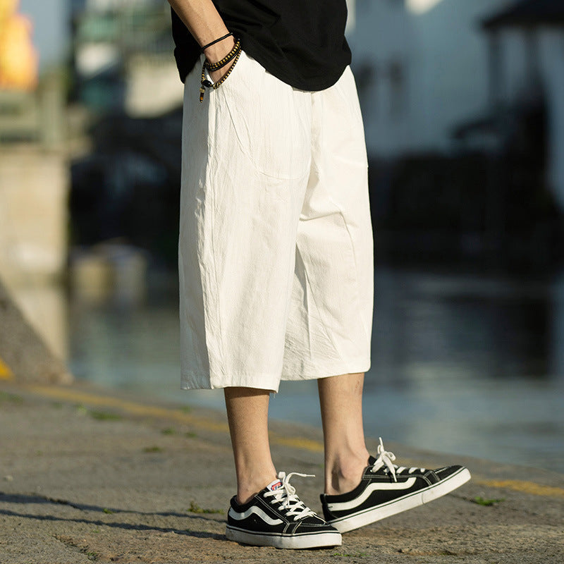 Casual Pants Men's Summer Solid Color Cropped Pants