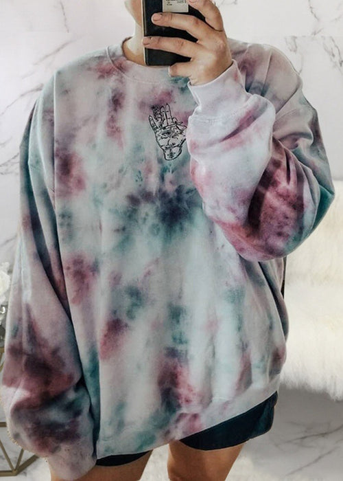 Fashion Loose Tie-dye Printed Hoodless Sweater Women