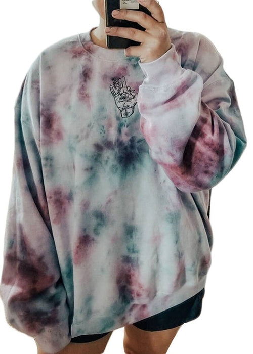 Fashion Loose Tie-dye Printed Hoodless Sweater Women