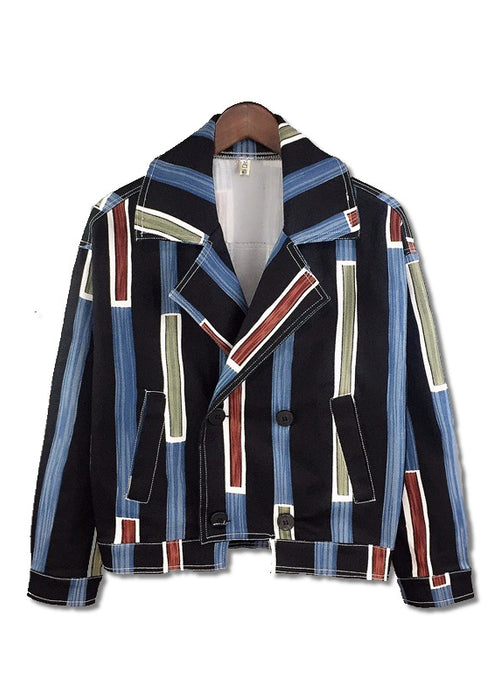 Striped Handsome Lapel Slimming Jacket Men