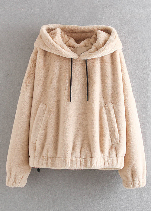 Hoodies Sweatshirts TRAF Pullovers Pockets Teddy Long-Sleeve Female Vintage Women Fashion