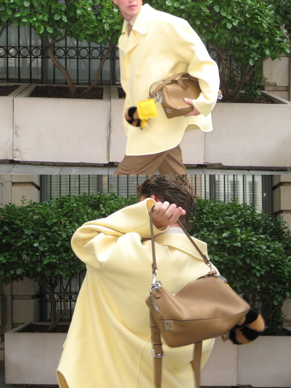 Light Yellow Woolen Single-breasted Coat