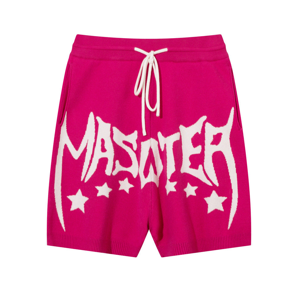 Gothic Letter Jacquard Wool Shorts Men