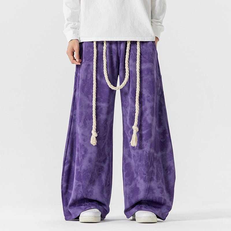 Mens Plus-Size Japanese-Hong Kong Style Tie-Dye Casual Sweatpants