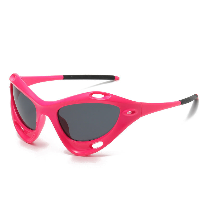 Large Frame Cat Eye Personality Hollow Out Cycling Sunglasses