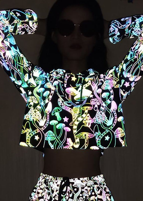 New Mushroom Reflective Hoodies Women