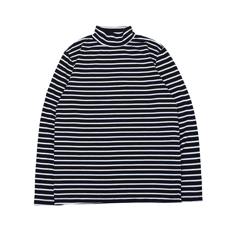 Striped turtleneck bottoming shirt