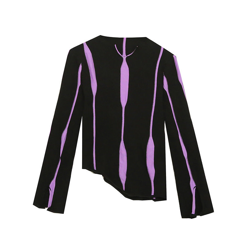 Striped Purple Sweater For Women