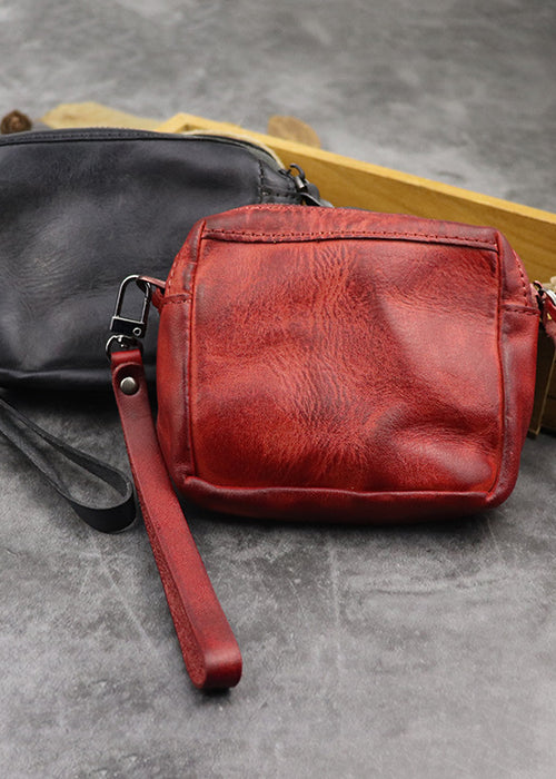 New hand dyed vegetable tanned leather women''s portable multi-functional small handbag lovers cowhide storage card bag pocket change purse