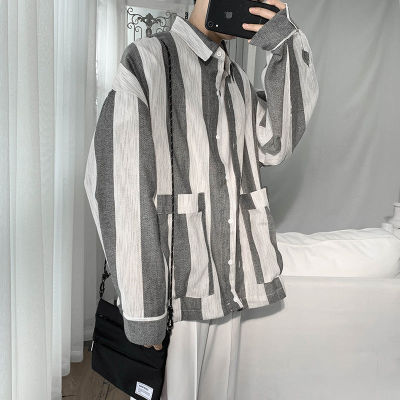 Long sleeve shirt with artistic stripes