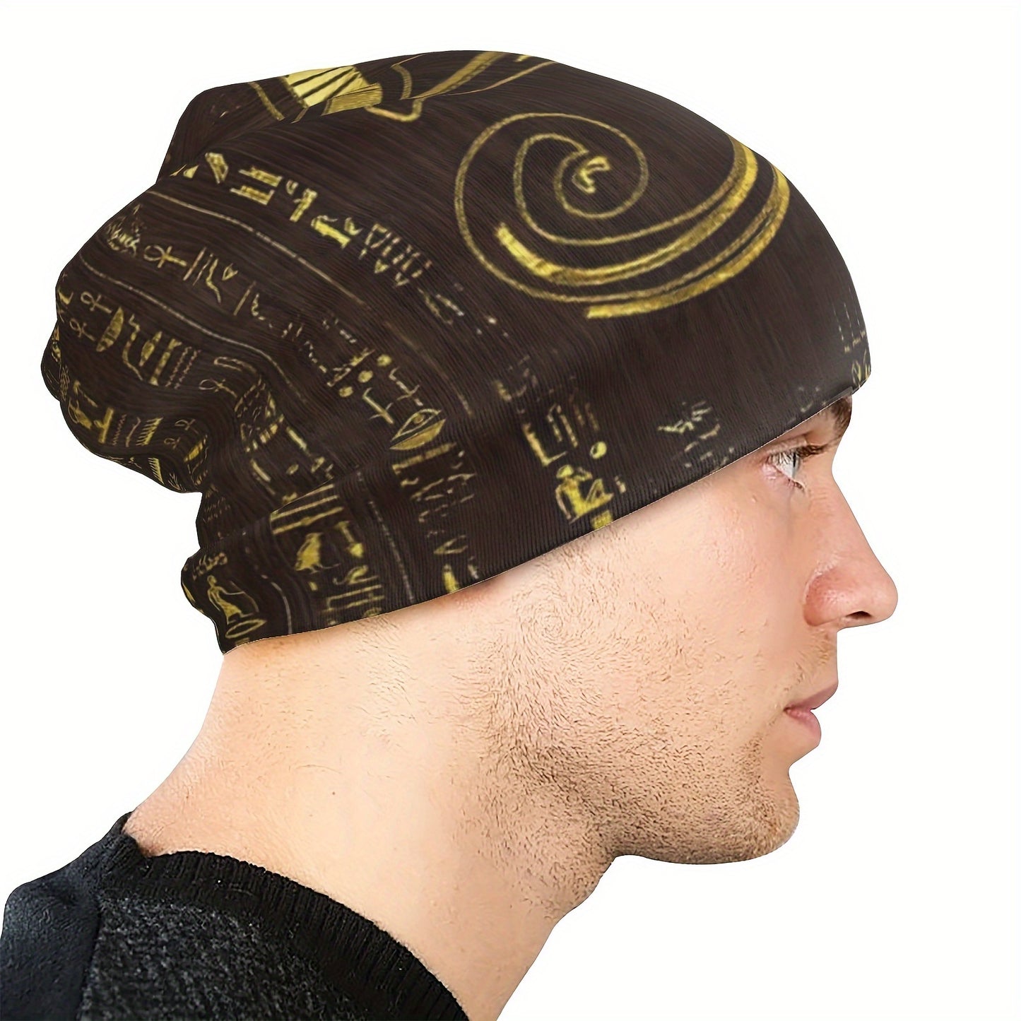 Hat Eye Of Horus And Hieroglyphics On Wood Fashion Caps For Men Women Egyptian Art Skullies Beanies Ski Caps Soft Bonnet Hats