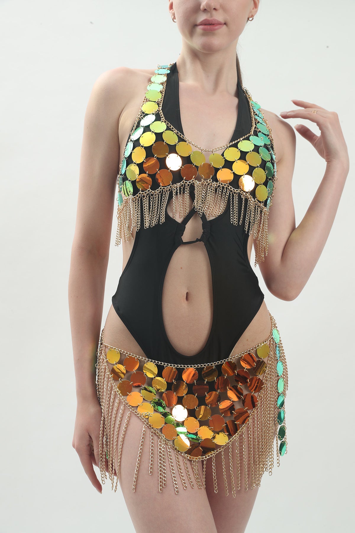 Multi-layer Wafer Tassel Waist Chain Summer Beach Bikini Accessories