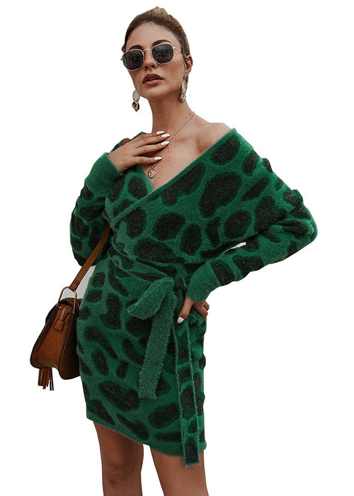 Leopard print dresses with long sleeves