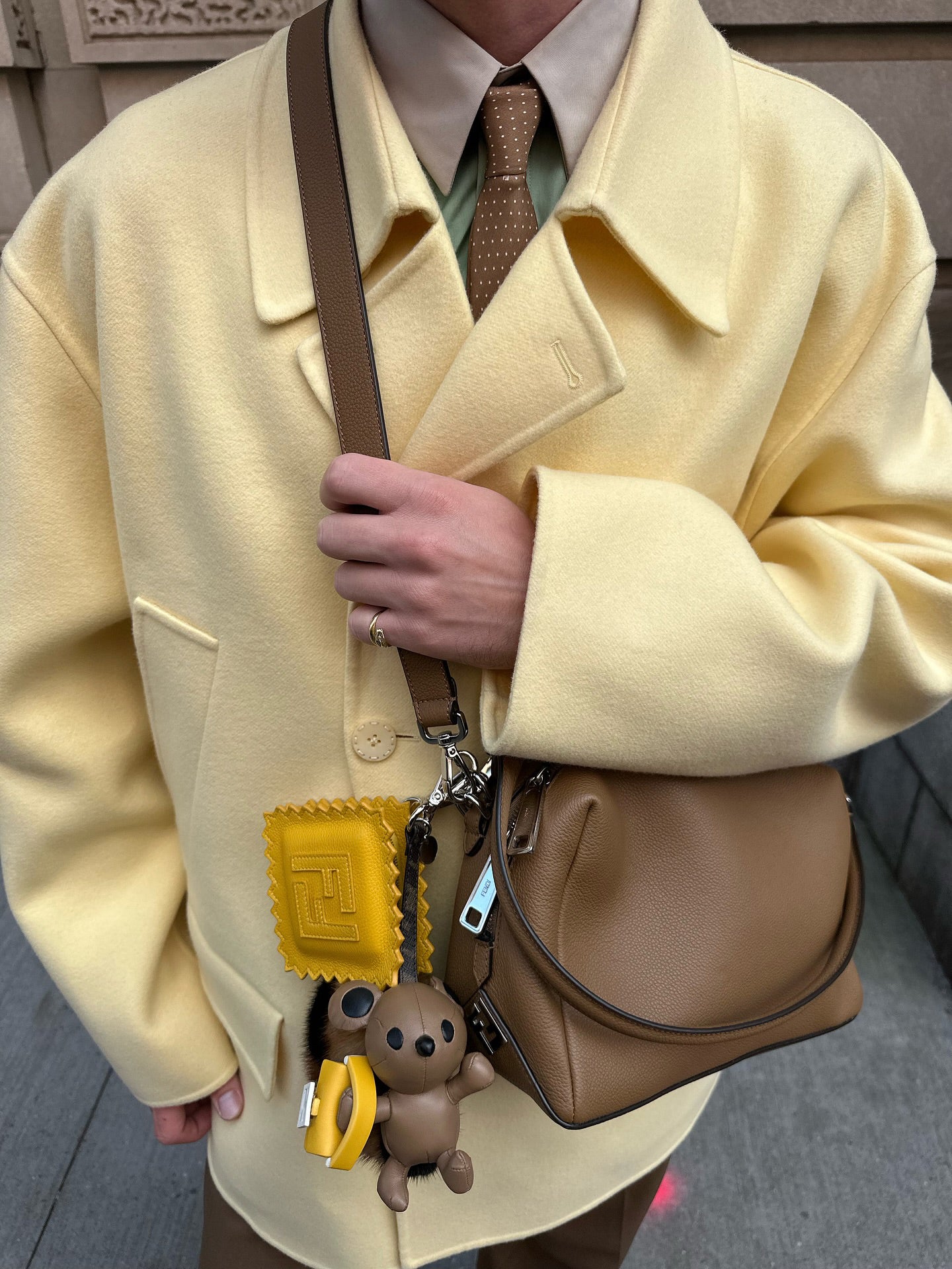 Light Yellow Woolen Single-breasted Coat