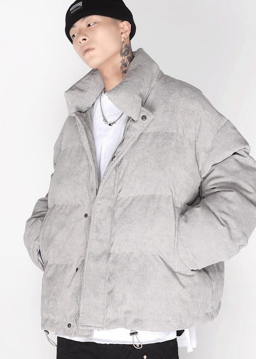 Pure Color Corduroy Padded Jacket Men