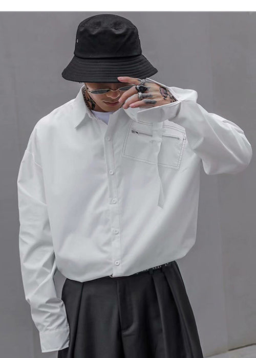 Loose white long sleeve shirt men