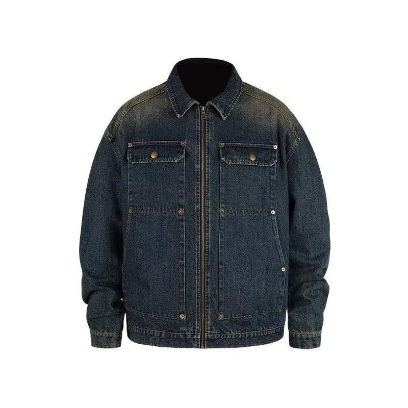Autumn High-grade Pu Handsome Denim Coat For Men And Women