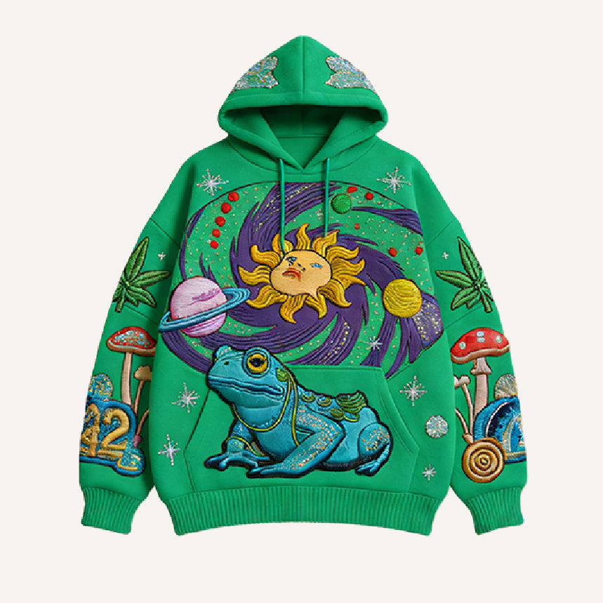 Mens Casual Hooded Sweatshirt With A Printed Long-sleeve Design