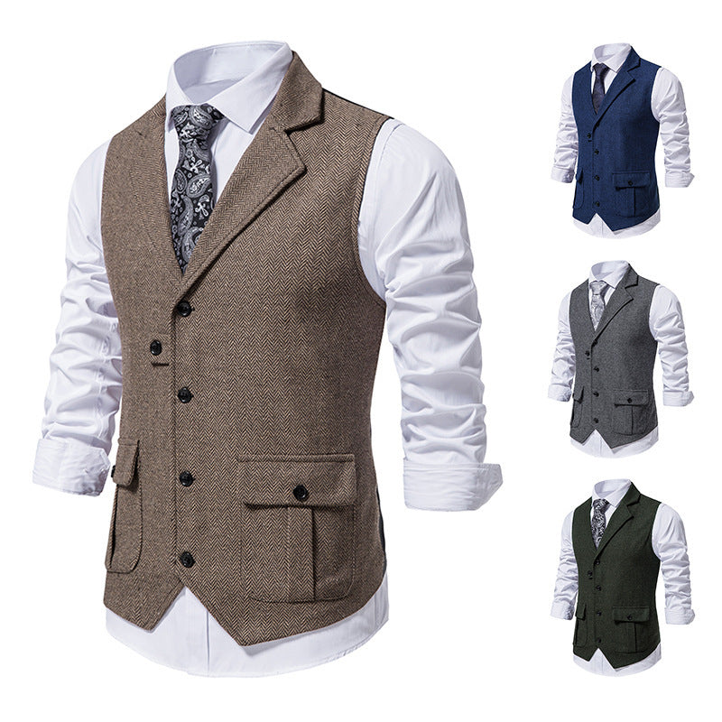 European Single Breasted Retro Vest Men