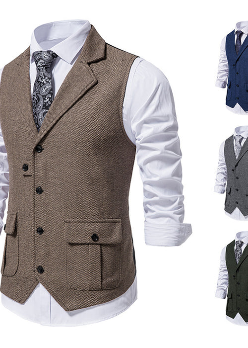 European Single Breasted Retro Vest Men