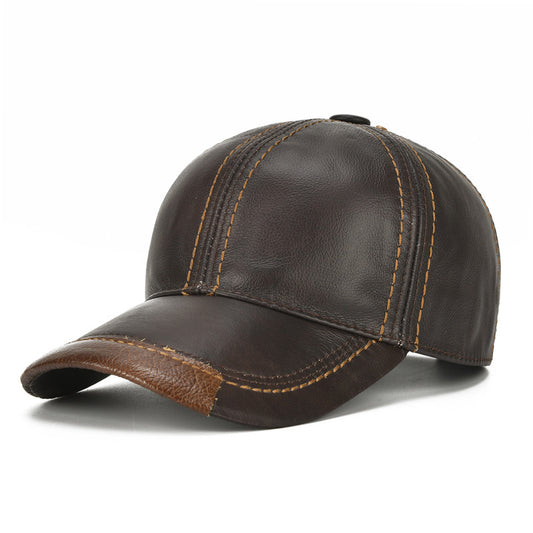 Men Single Leather Thin Baseball Cap