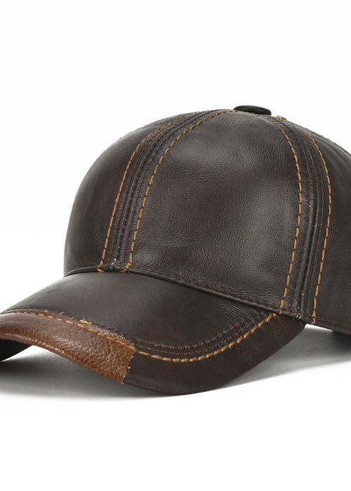 Men Single Leather Thin Baseball Cap