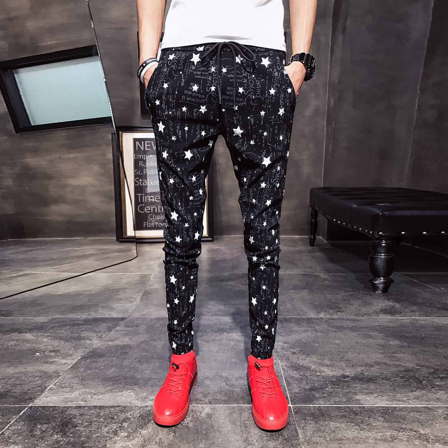 Korean Style Small Feet Pants Loose Flower Pants