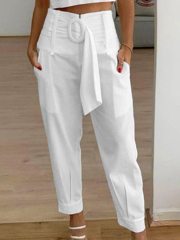 Linen Casual Pants Women's Cropped Pants