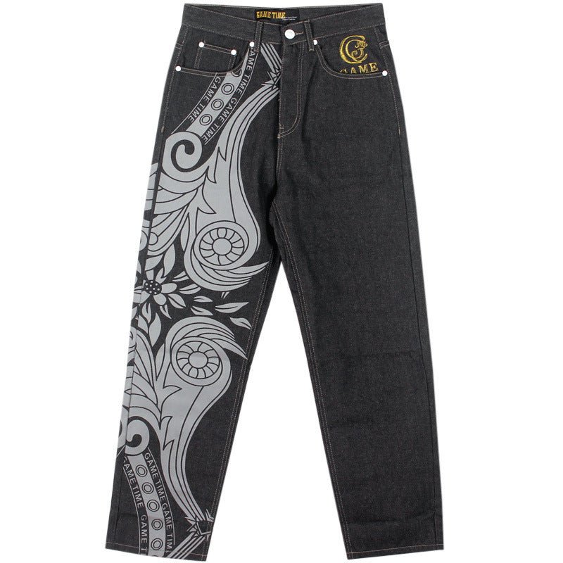 Creative Embroidery Hip Hop Jeans Male