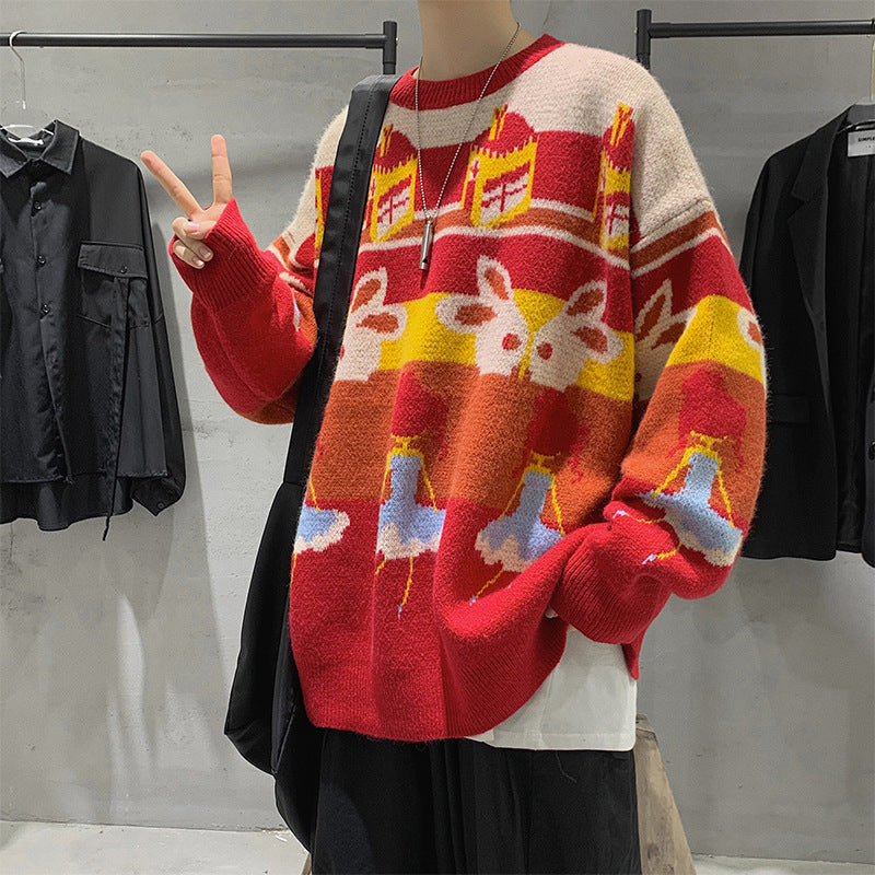 Collision Cartoon Pattern Jumper For Men