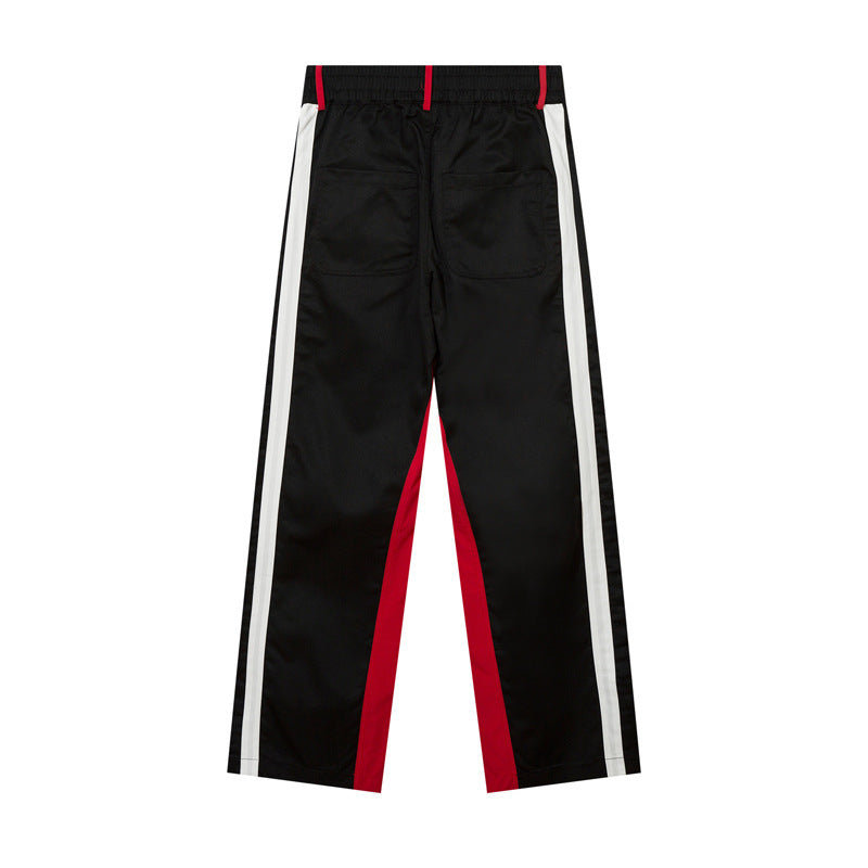 Functional Racing Wind Color Contrast Patchwork Straight Cargo Pants