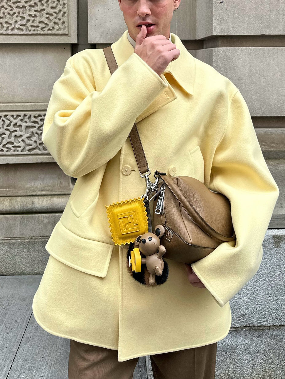 Light Yellow Woolen Single-breasted Coat