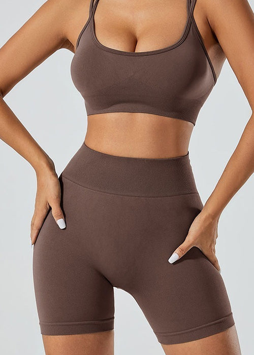 Seamless Push Up Sports Bra High Waist Hip Lift Yoga Pants Suit