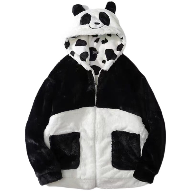 Winter Double-sided Cow Panda Faux Fur Coat On Both Sides