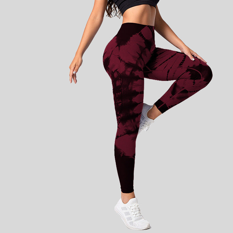 High Waist Hip Lift High Elastic Tie-dye Seamless Yoga Pants